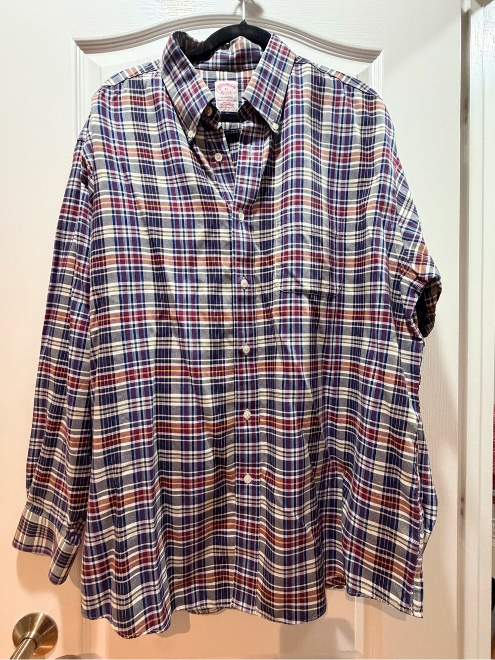 Brooks Brothers Men's Madison Plaid Button-Down Shirt - Navy, Red & White